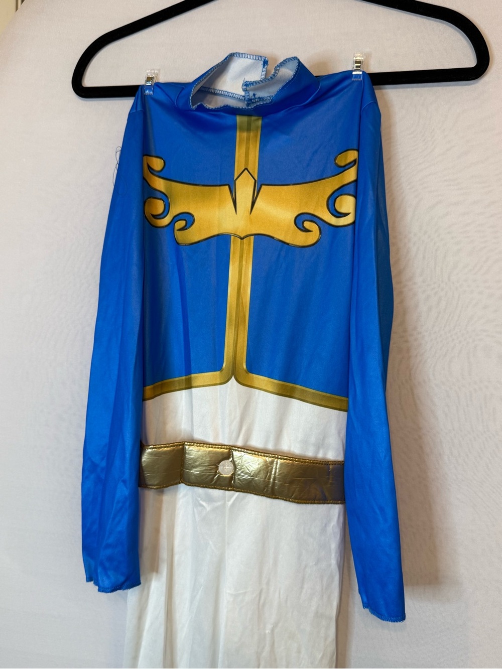 Power Ranger Blue and White Costume with Gold Accents